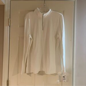 Women’s Karen Scott Sport Winter White Quarter Zip Size XL NWT
